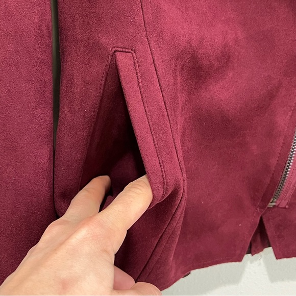 Kut From The Kloth Merlot Burgundy Faux Suede Moto Jacket - XS - Picture 7 of 11